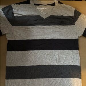 Aeropostale Men's Gray and Black Striped Shirt